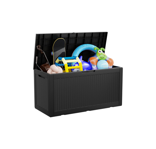 100 Gallon Large Outdoor Deck Storage Box-Black