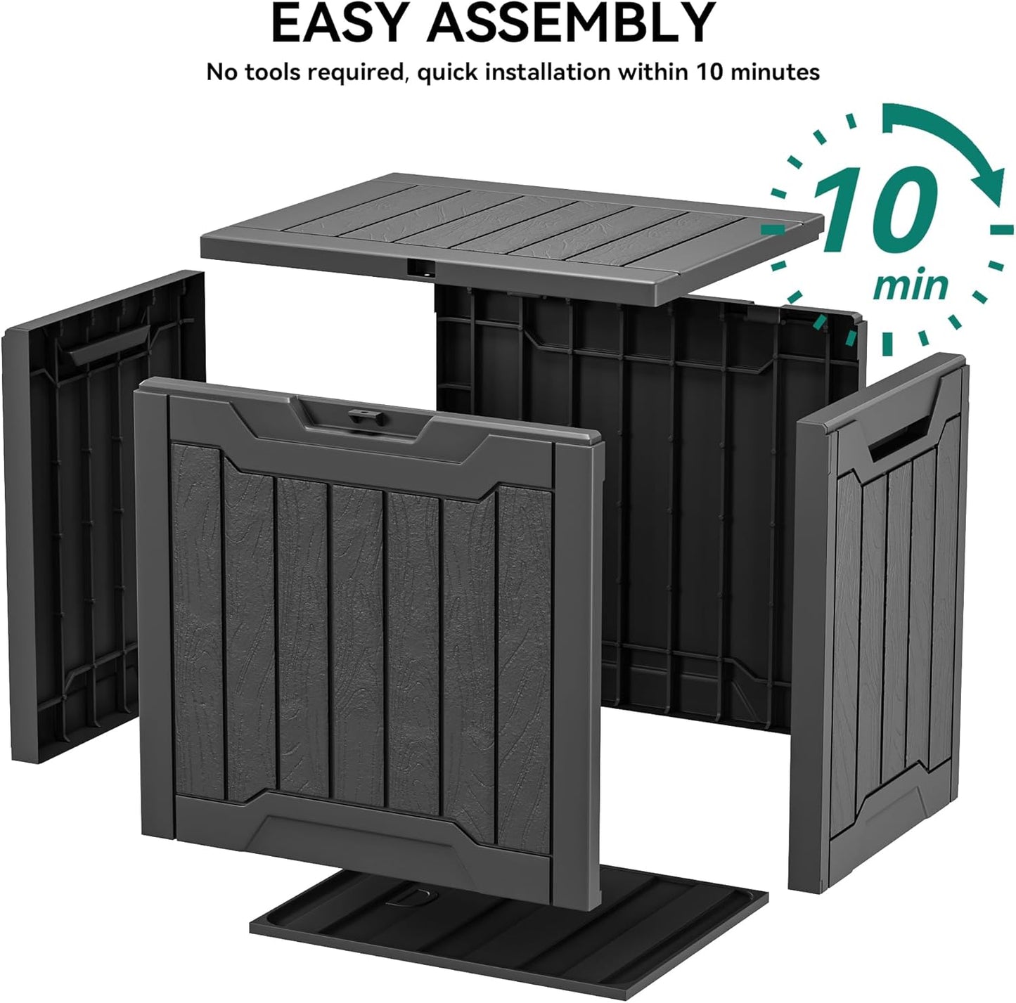 31 Gallon Large Outdoor Deck Storage Box-Black