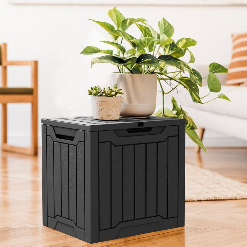 31 Gallon Large Outdoor Deck Storage Box-Black