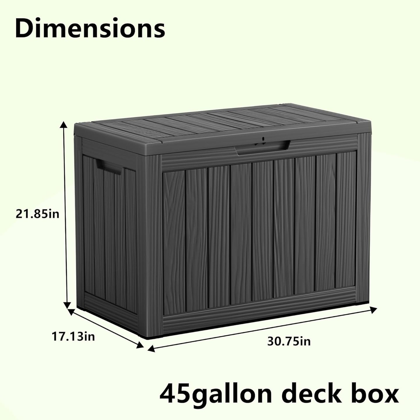 45 Gallon Large Outdoor Deck Storage Box-Black