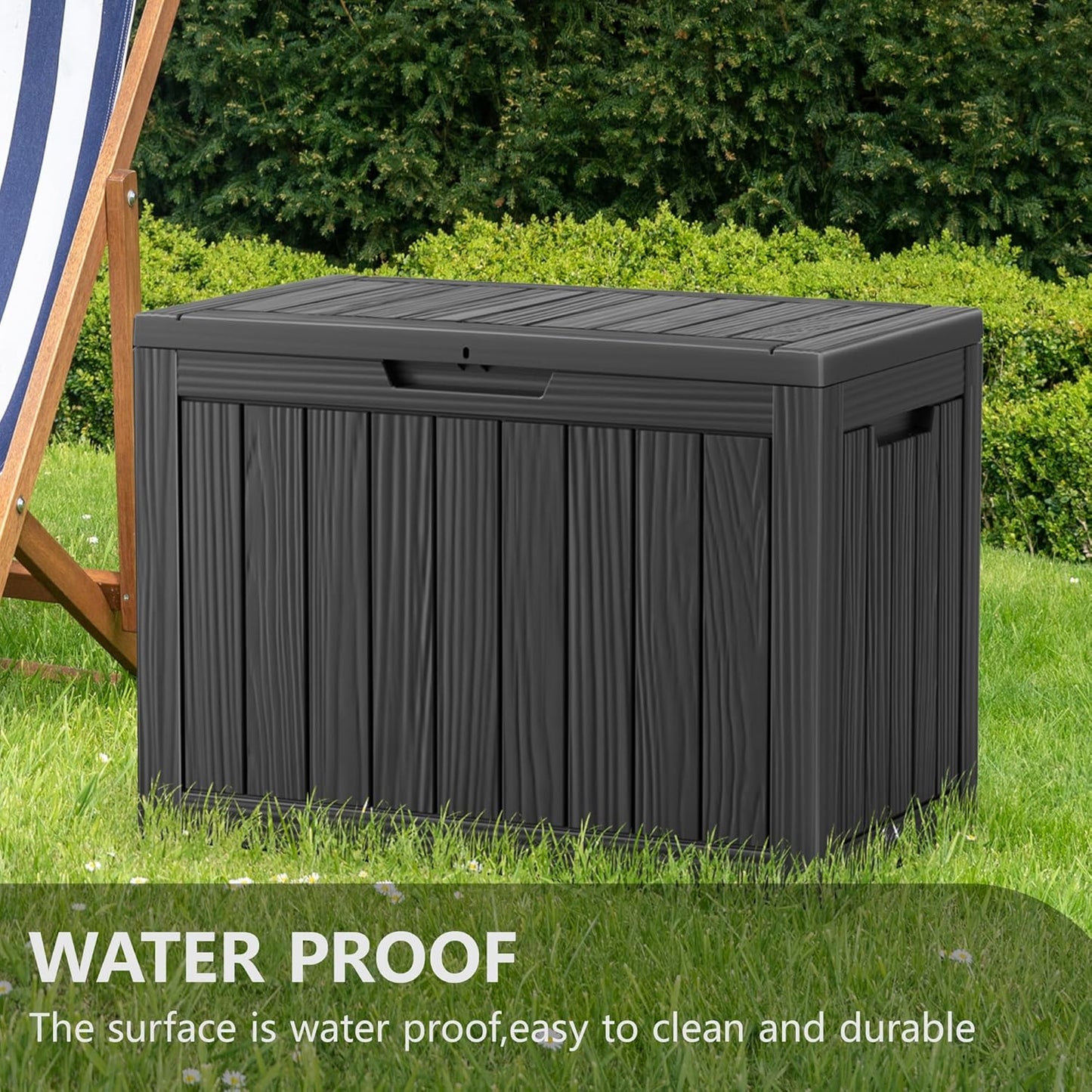 45 Gallon Large Outdoor Deck Storage Box-Black