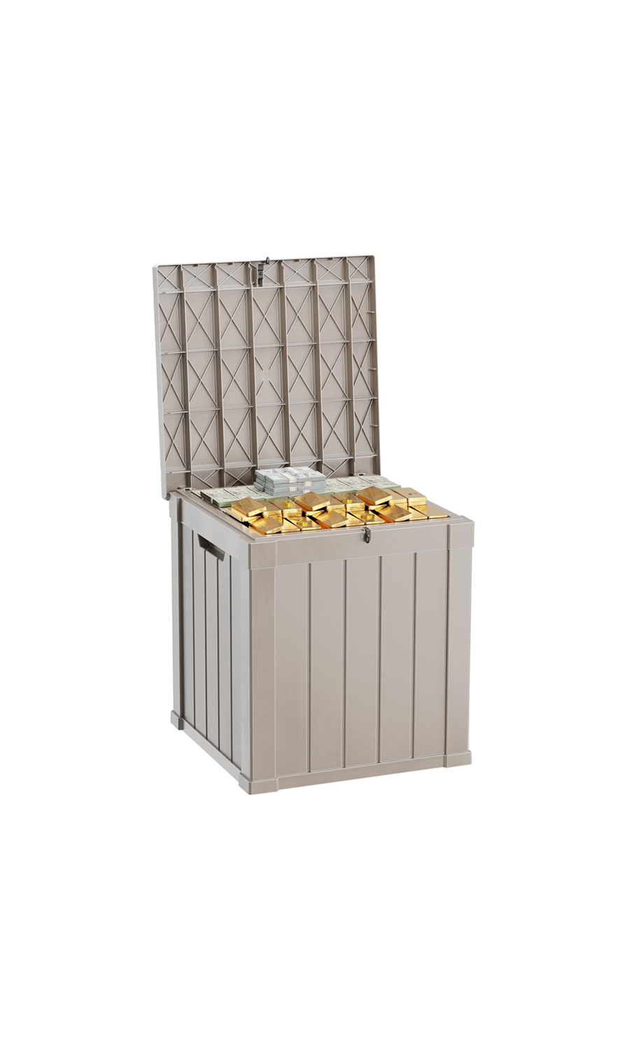 50 Gallon Large Outdoor Deck Storage Box-Beige