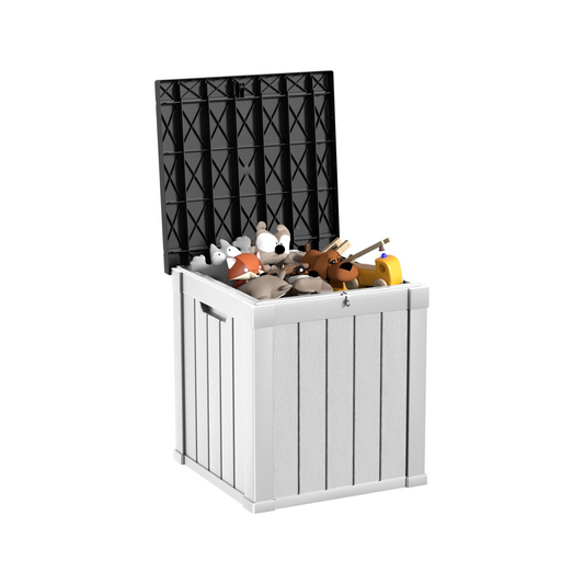 50 Gallon Large Outdoor Deck Storage Box-Black/White